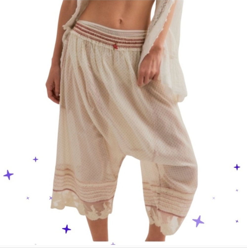 Free People Cream and Pink Pajama Pants